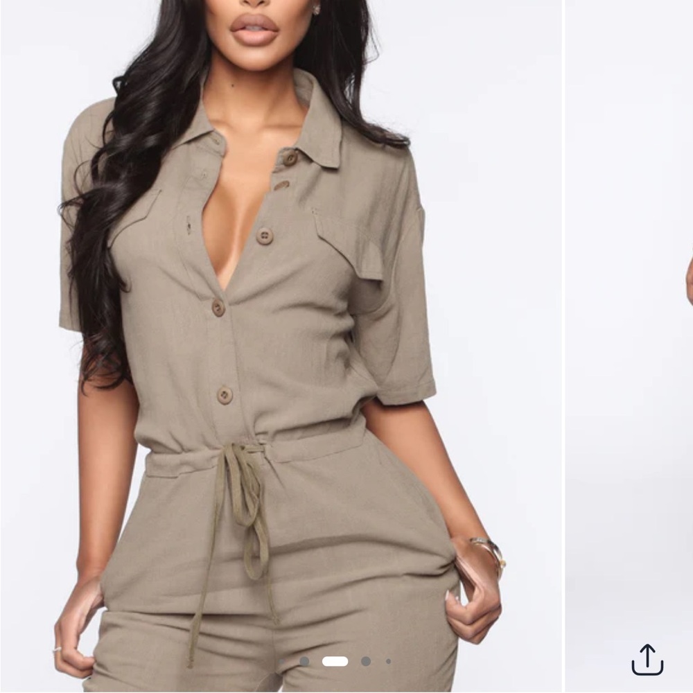Fashion Nova Surviving Summer Jumpsuit - Olive - Picture 2 of 3